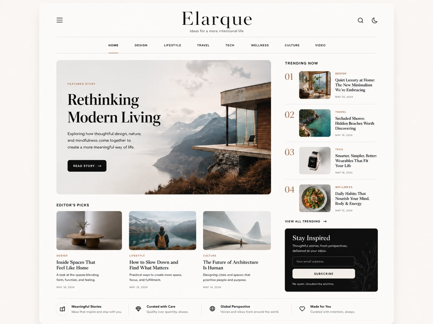 Editorial magazine interface concept